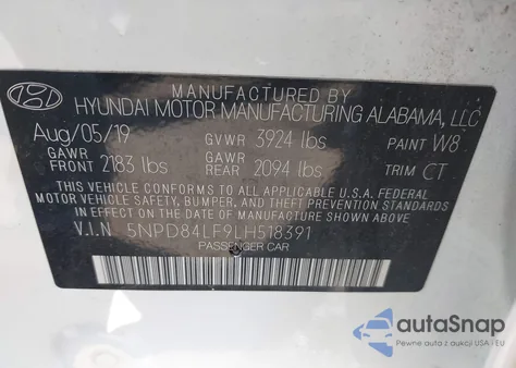 2020 Hyundai Elantra Sel from USA, damaged, VIN 5NPD84LF9LH518391
